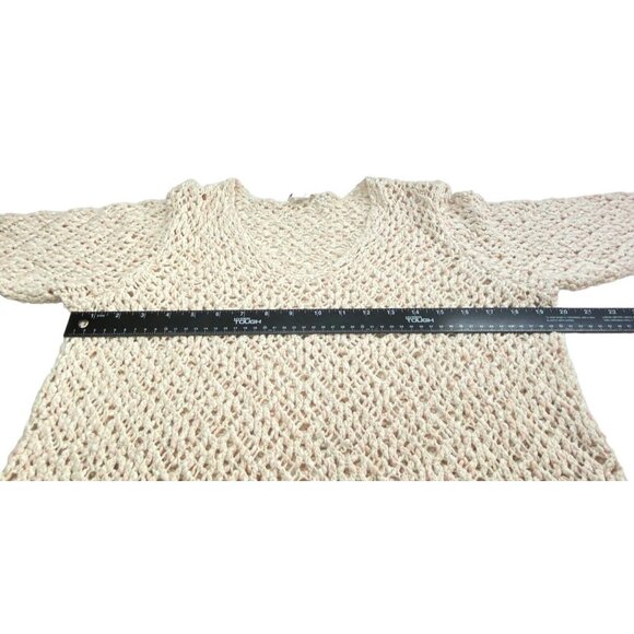 J JILL Women Crochet Pullover Sweater 3/4 Sleeve V Neck Sz L Light Pink Casual - Picture 6 of 13